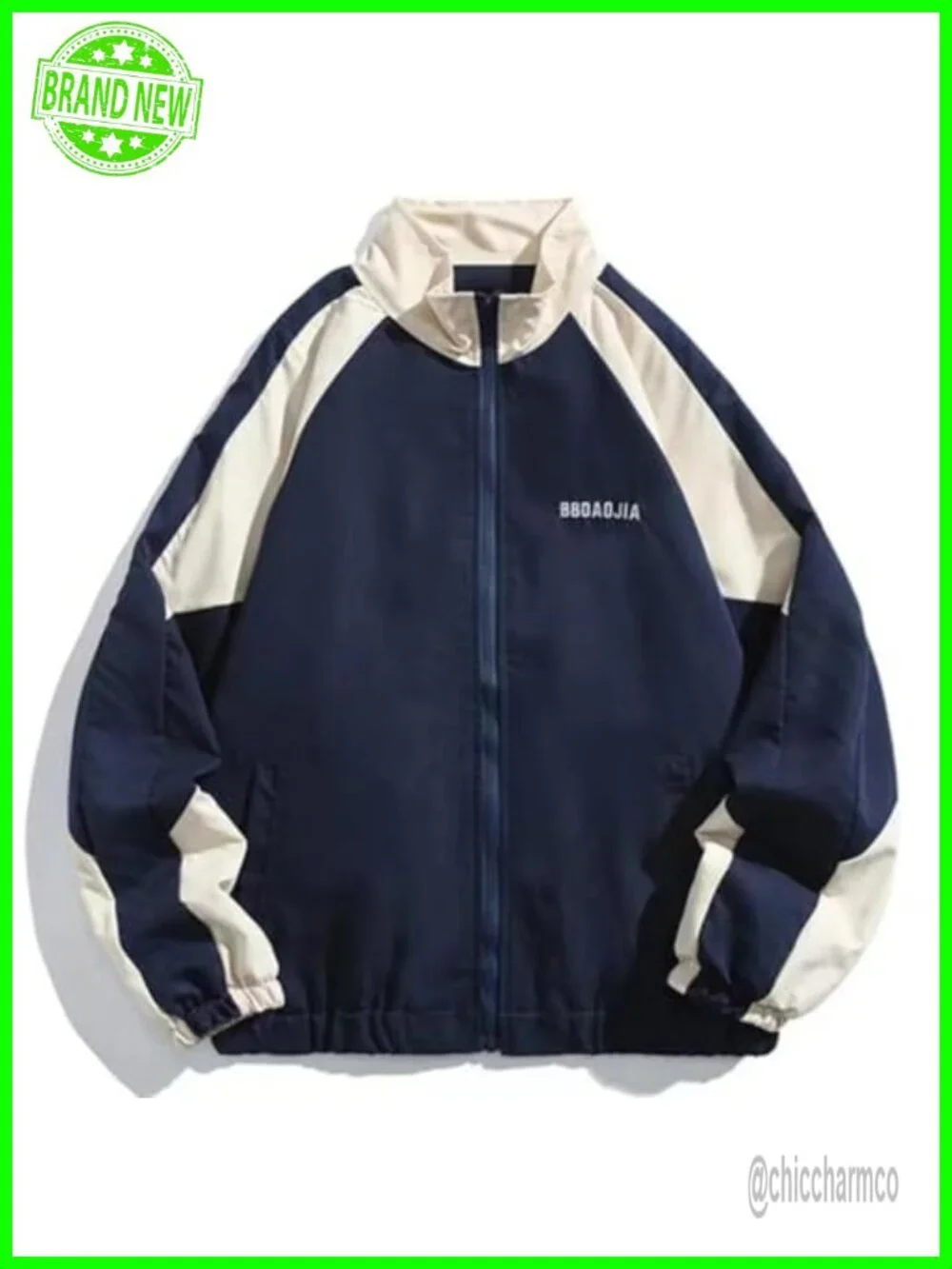 Vintage Racing Colorblock Varsity Jacket Women Y2k Windbreaker Oversized